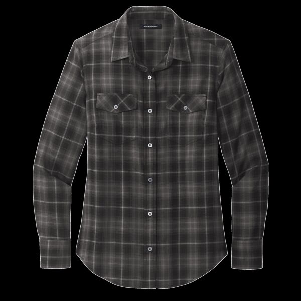 Women's Long Sleeve Ombre Plaid Shirt Thumbnail