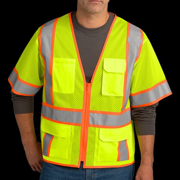 Ansi 107 Class 3 Surveyor Mesh Zippered Two Tone Short Sleeve Vest Thumbnail