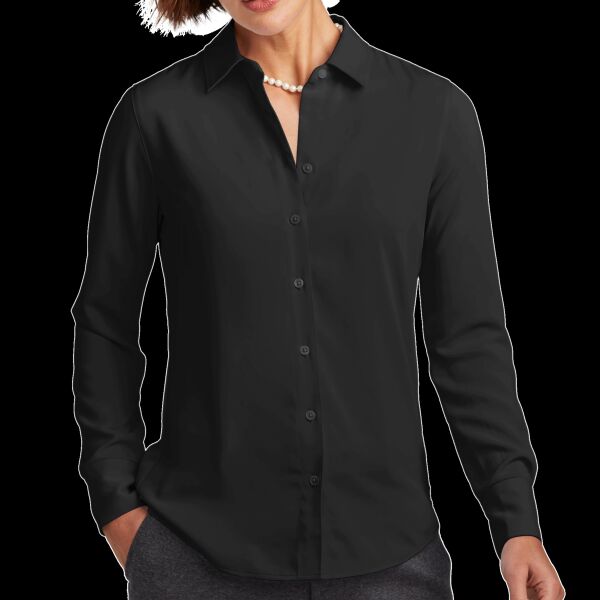 Women's Full Button Satin Blouse Thumbnail