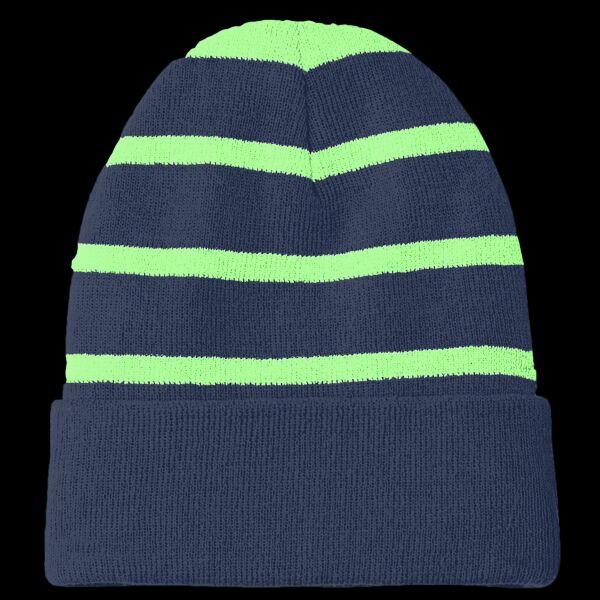Striped Beanie with Solid Band Thumbnail